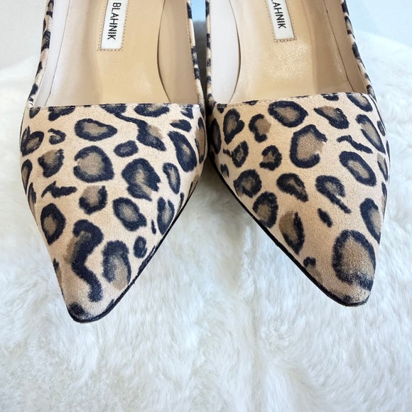 Manolo Blahnik BB 70 Leopard Suede Pump EU 39.5 US 8.5 Original Box Worn Once - Picture 4 of 8